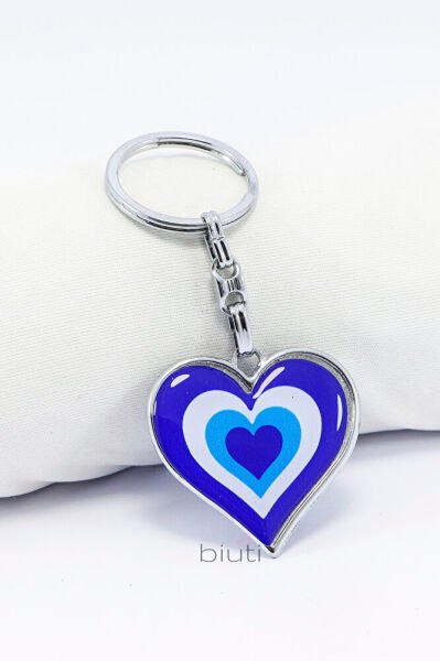 Çift Taraflı Kalp Nazar Boncuğu Anahtarlık, Hediyelik Küçük Çanta Süsü