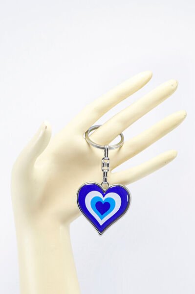 Çift Taraflı Kalp Nazar Boncuğu Anahtarlık, Hediyelik Küçük Çanta Süsü