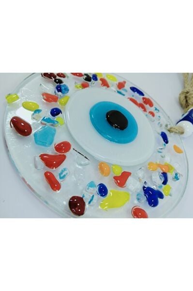 Renkli Nazar Boncuğu 12cm El Yapımı Cam Duvar Dekoru