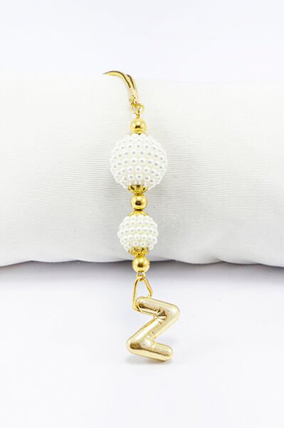 İki Kat İncili Harfli Dikiz Ayna Süsü Z Harfi, Gold Renkli Hediyelik Yeni Araba Hediyesi