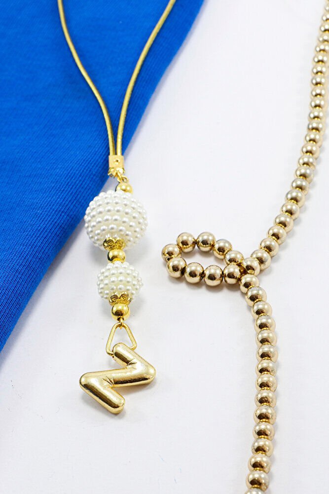 İki Kat İncili Harfli Dikiz Ayna Süsü Z Harfi, Gold Renkli Hediyelik Yeni Araba Hediyesi