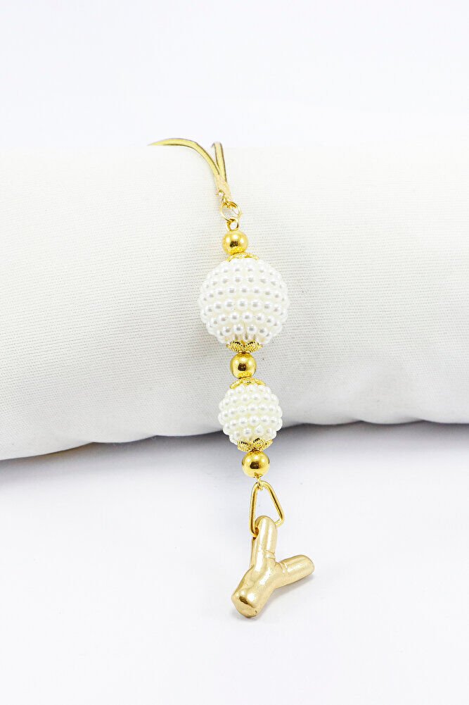 İki Kat İncili Harfli Dikiz Ayna Süsü Y Harfi, Gold Renkli Hediyelik Yeni Araba Hediyesi