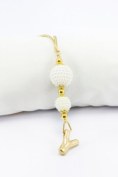 İki Kat İncili Harfli Dikiz Ayna Süsü Y Harfi, Gold Renkli Hediyelik Yeni Araba Hediyesi