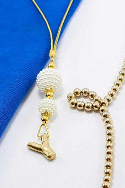 İki Kat İncili Harfli Dikiz Ayna Süsü Y Harfi, Gold Renkli Hediyelik Yeni Araba Hediyesi