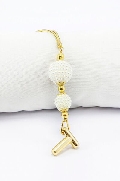 İki Kat İncili Harfli Dikiz Ayna Süsü T Harfi, Gold Renkli Hediyelik Yeni Araba Hediyesi