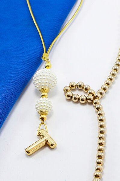 İki Kat İncili Harfli Dikiz Ayna Süsü T Harfi, Gold Renkli Hediyelik Yeni Araba Hediyesi