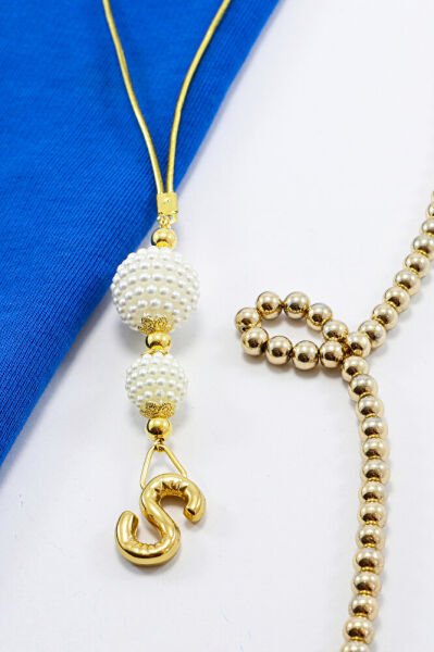 İki Kat İncili Harfli Dikiz Ayna Süsü S Harfi, Gold Renkli Hediyelik Yeni Araba Hediyesi