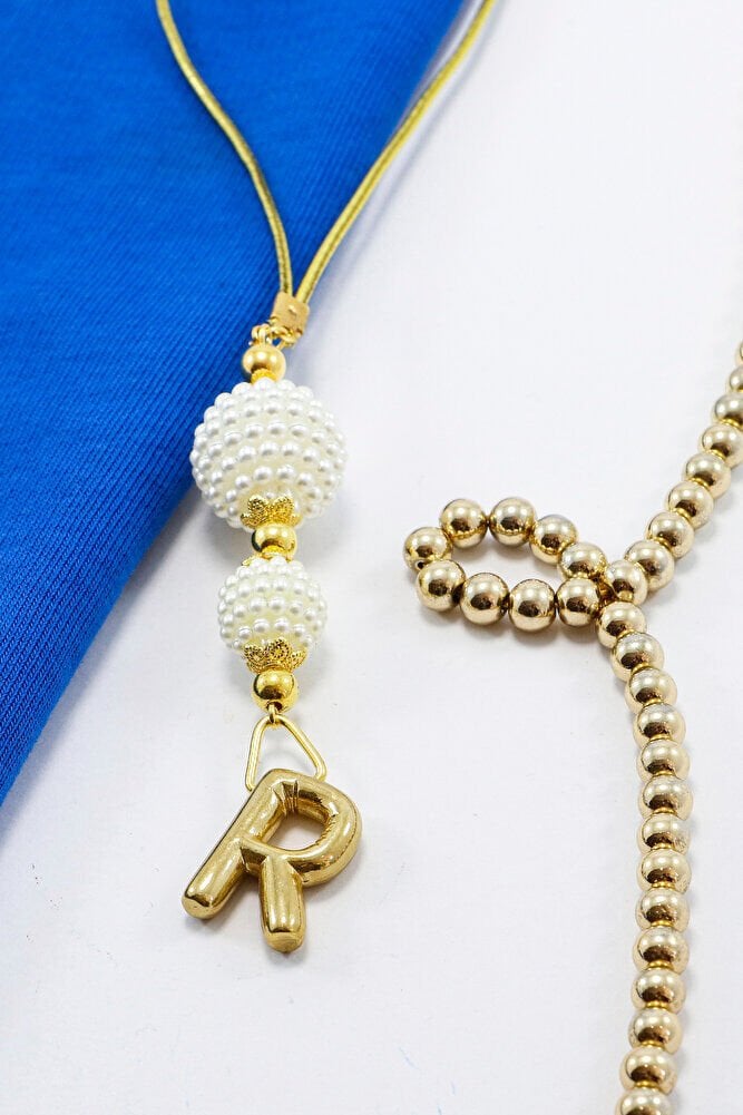 İki Kat İncili Harfli Dikiz Ayna Süsü R Harfi, Gold Renkli Hediyelik Yeni Araba Hediyesi