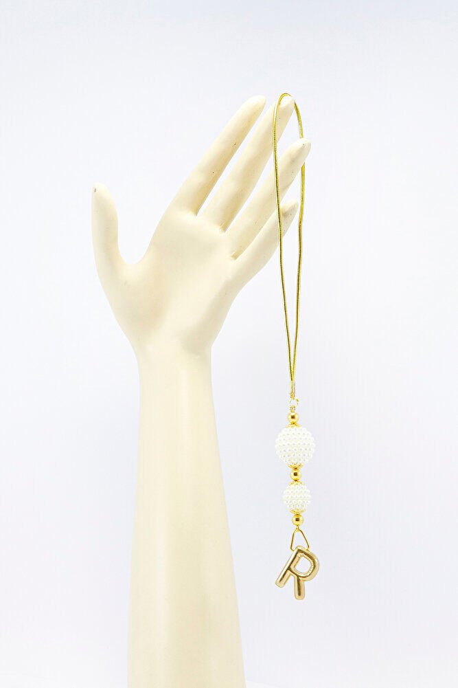 İki Kat İncili Harfli Dikiz Ayna Süsü R Harfi, Gold Renkli Hediyelik Yeni Araba Hediyesi