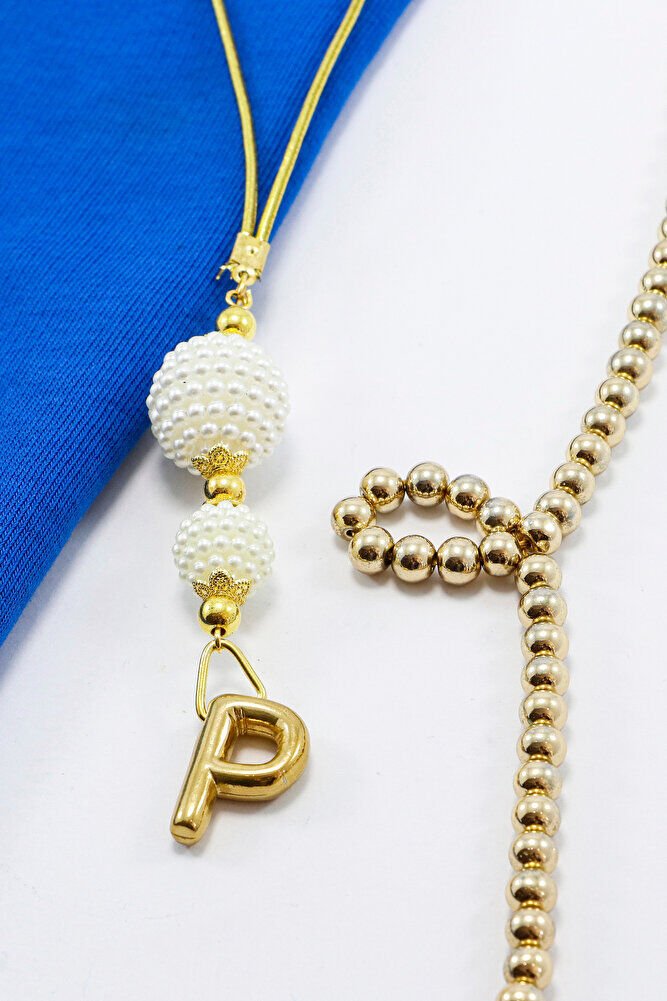 İki Kat İncili Harfli Dikiz Ayna Süsü P Harfi, Gold Renkli Hediyelik Yeni Araba Hediyesi