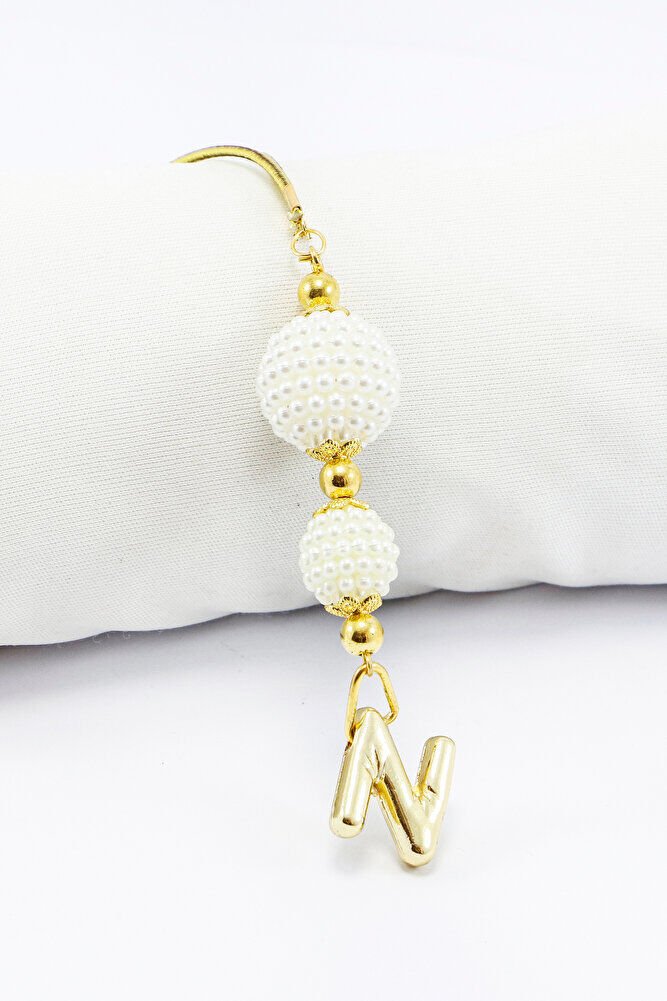 İki Kat İncili Harfli Dikiz Ayna Süsü N Harfi, Gold Renkli Hediyelik Yeni Araba Hediyesi