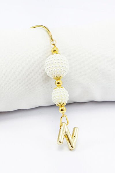 İki Kat İncili Harfli Dikiz Ayna Süsü N Harfi, Gold Renkli Hediyelik Yeni Araba Hediyesi