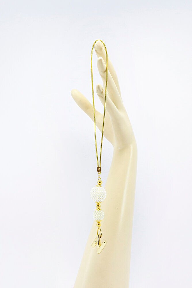 İki Kat İncili Harfli Dikiz Ayna Süsü N Harfi, Gold Renkli Hediyelik Yeni Araba Hediyesi