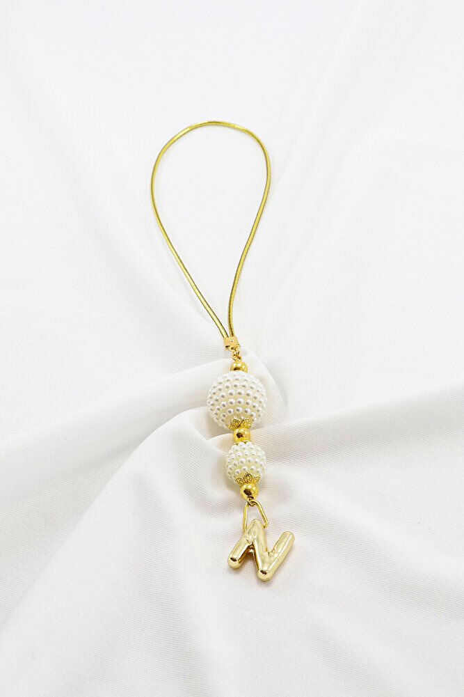 İki Kat İncili Harfli Dikiz Ayna Süsü N Harfi, Gold Renkli Hediyelik Yeni Araba Hediyesi