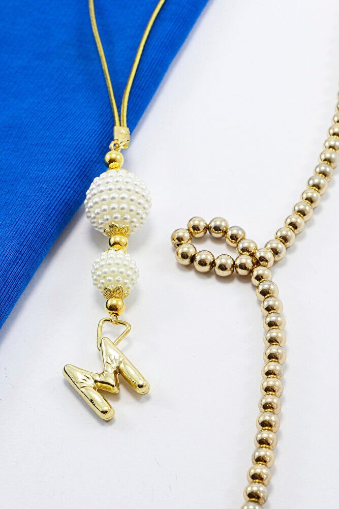 İki Kat İncili Harfli Dikiz Ayna Süsü M Harfi, Gold Renkli Hediyelik Yeni Araba Hediyesi