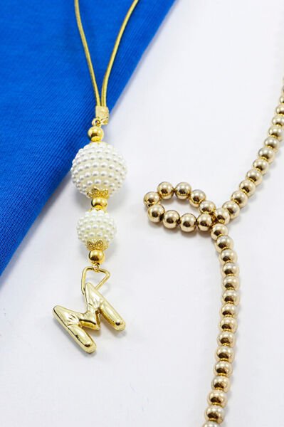 İki Kat İncili Harfli Dikiz Ayna Süsü M Harfi, Gold Renkli Hediyelik Yeni Araba Hediyesi