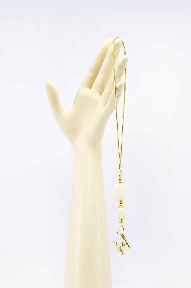 İki Kat İncili Harfli Dikiz Ayna Süsü M Harfi, Gold Renkli Hediyelik Yeni Araba Hediyesi