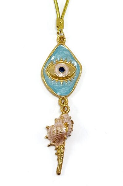 Deniz Kabuğu Püskül Detaylı Mavi Göz Figürü Dikiz Ayna Süsü, Tarz Yeni Araba Hediyesi