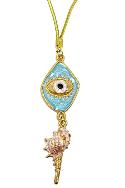 Deniz Kabuğu Püskül Detaylı Mavi Göz Figürü Dikiz Ayna Süsü, Tarz Yeni Araba Hediyesi