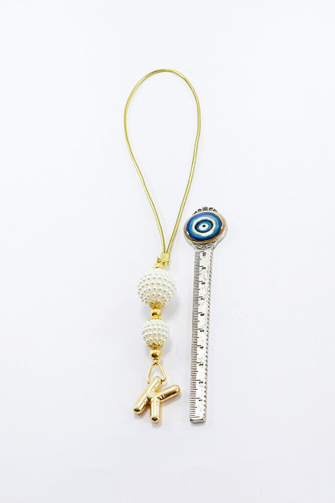 İki Kat İncili Harfli Dikiz Ayna Süsü K Harfi, Gold Renkli Hediyelik Yeni Araba Hediyesi