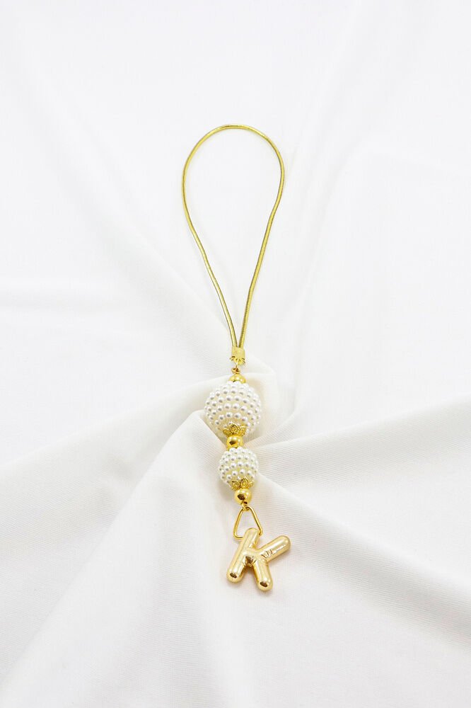 İki Kat İncili Harfli Dikiz Ayna Süsü K Harfi, Gold Renkli Hediyelik Yeni Araba Hediyesi