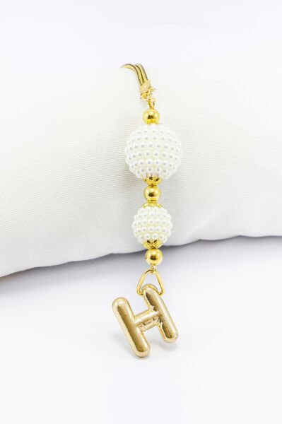 İki Kat İncili Harfli Dikiz Ayna Süsü H Harfi, Gold Renkli Hediyelik Yeni Araba Hediyesi