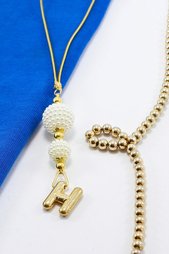 İki Kat İncili Harfli Dikiz Ayna Süsü H Harfi, Gold Renkli Hediyelik Yeni Araba Hediyesi