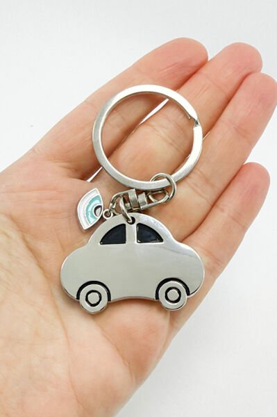 Çelik Araba Anahtarlık Nazar Boncuklu / Hediyelik Anahtarlık