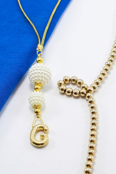 İki Kat İncili Harfli Dikiz Ayna Süsü G Harfi, Gold Renkli Hediyelik Yeni Araba Hediyesi