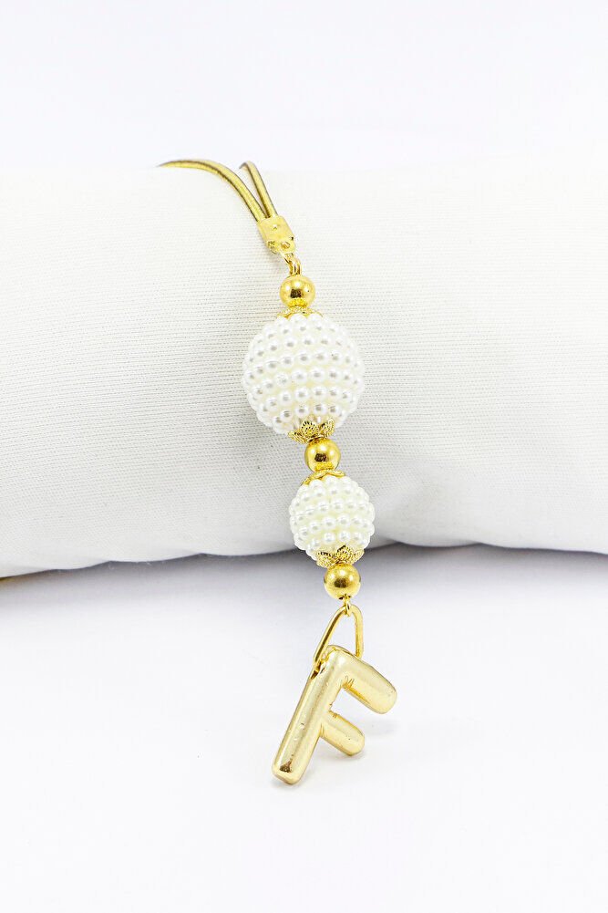 İki Kat İncili Harfli Dikiz Ayna Süsü F Harfi, Gold Renkli Hediyelik Yeni Araba Hediyesi