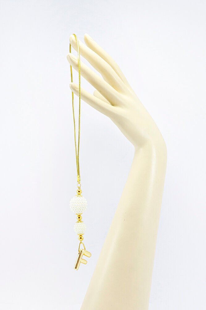 İki Kat İncili Harfli Dikiz Ayna Süsü F Harfi, Gold Renkli Hediyelik Yeni Araba Hediyesi