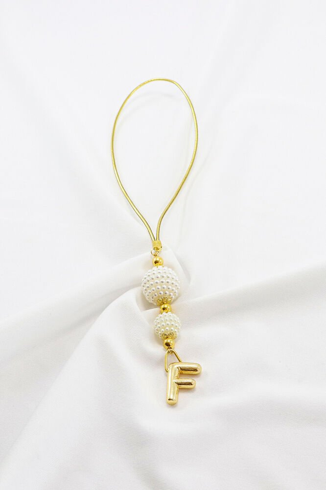 İki Kat İncili Harfli Dikiz Ayna Süsü F Harfi, Gold Renkli Hediyelik Yeni Araba Hediyesi