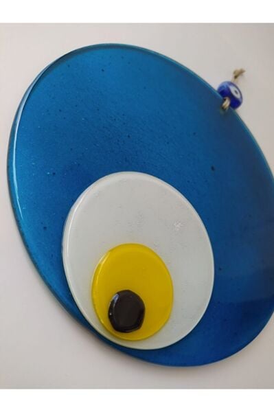 Turkuaz El Yapımı Büyük Cam Nazar Boncuğu 20 Cm