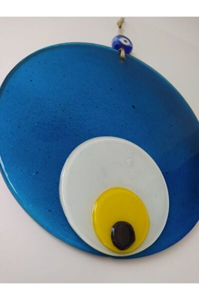 Turkuaz El Yapımı Büyük Cam Nazar Boncuğu 20 Cm