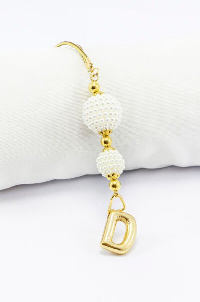 İki Kat İncili Harfli Dikiz Ayna Süsü D Harfi, Gold Renkli Hediyelik Yeni Araba Hediyesi