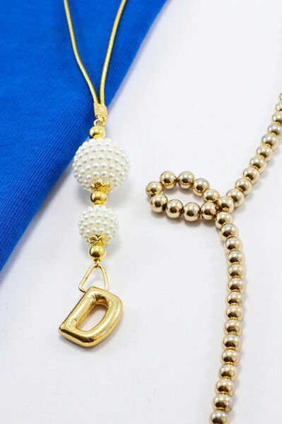 İki Kat İncili Harfli Dikiz Ayna Süsü D Harfi, Gold Renkli Hediyelik Yeni Araba Hediyesi