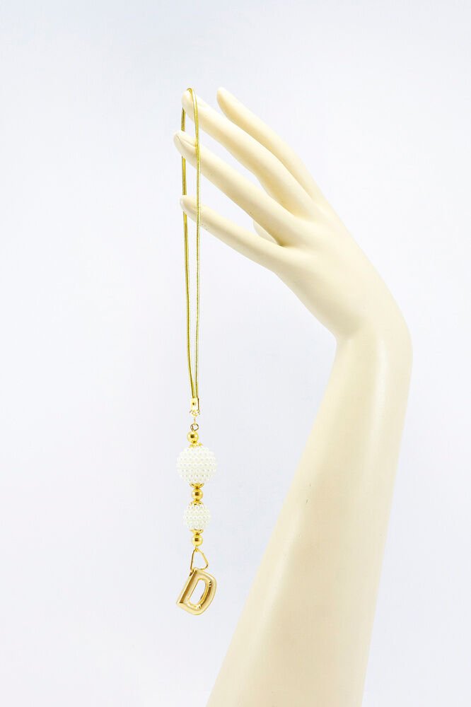 İki Kat İncili Harfli Dikiz Ayna Süsü D Harfi, Gold Renkli Hediyelik Yeni Araba Hediyesi