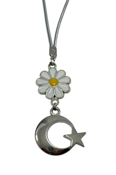 Papatya Detaylı Ay Yıldız Araba Dikiz Ayna Süsü, Lüks Yeni Araba Hediyesi