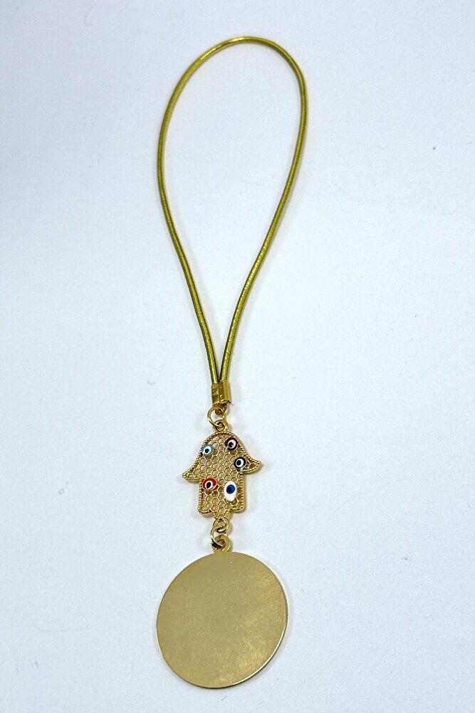 Renkli Nazarlı Hamse Altın Kaplama  Ayetel Kürsi Araba Dikiz Ayna Süsü