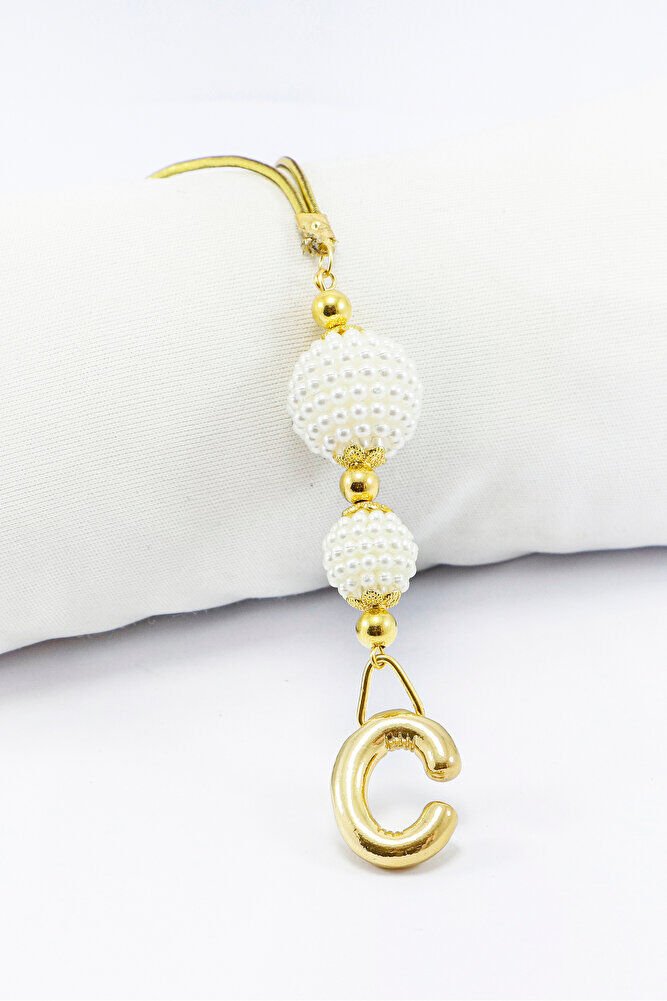 İki Kat İncili Harfli Dikiz Ayna Süsü C Harfi, Gold Renkli Hediyelik Yeni Araba Hediyesi