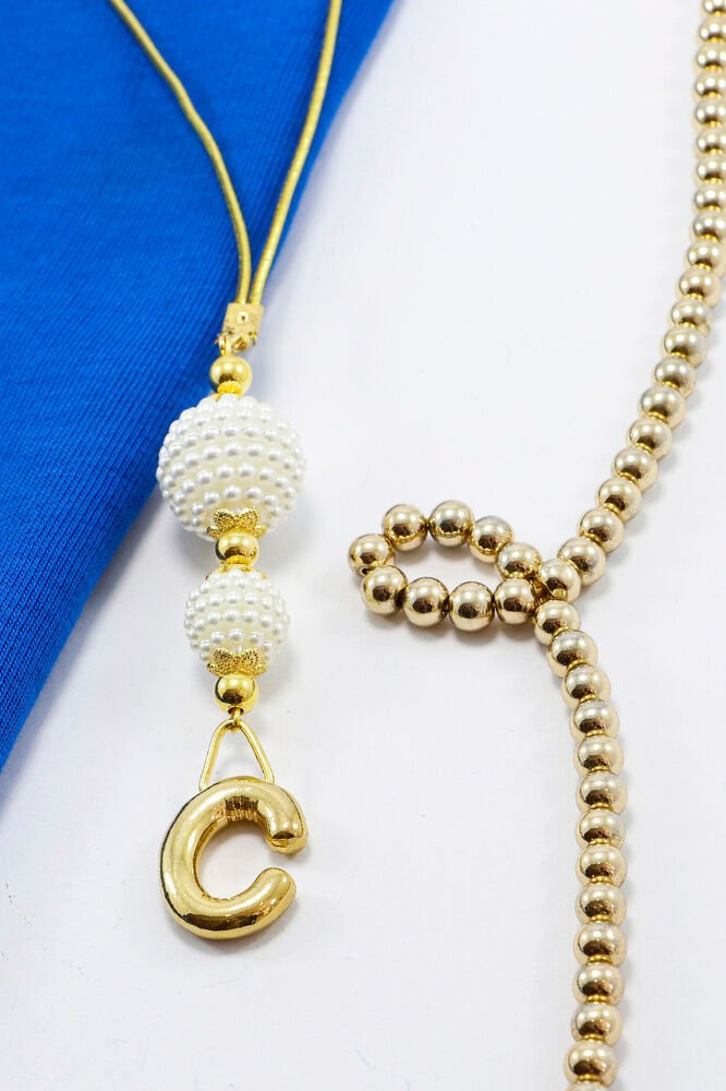 İki Kat İncili Harfli Dikiz Ayna Süsü C Harfi, Gold Renkli Hediyelik Yeni Araba Hediyesi