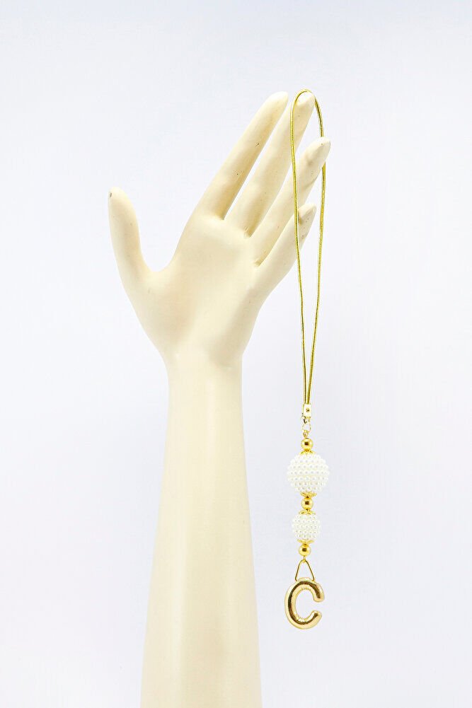 İki Kat İncili Harfli Dikiz Ayna Süsü C Harfi, Gold Renkli Hediyelik Yeni Araba Hediyesi