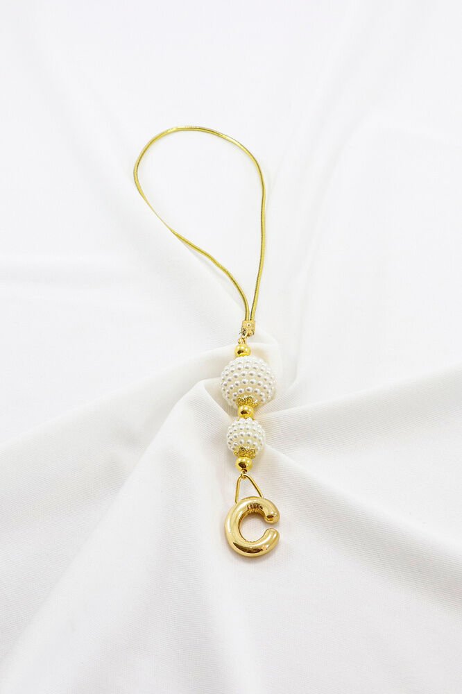 İki Kat İncili Harfli Dikiz Ayna Süsü C Harfi, Gold Renkli Hediyelik Yeni Araba Hediyesi