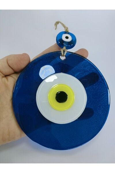 Mavi Büyük Cam Nazar Boncuğu 12 Cm El Yapımı Hediyelik Eşya
