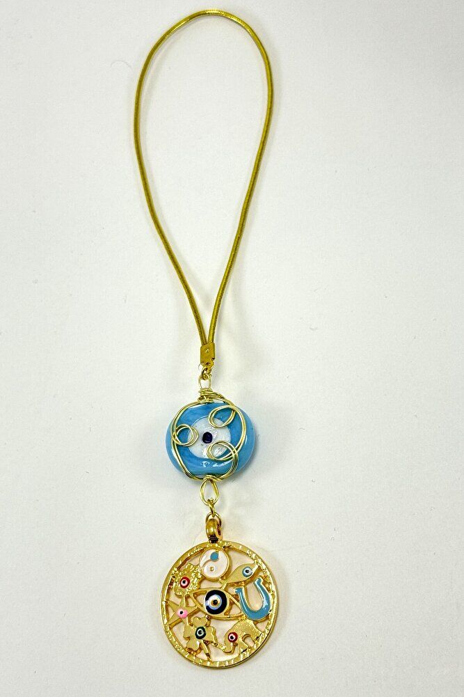 Mavi Dana Gözü Detaylı Rengarenk Hayat Ağacı Araba Dikiz Ayna Süsü, Lüks Yeni Araba Hediyesi