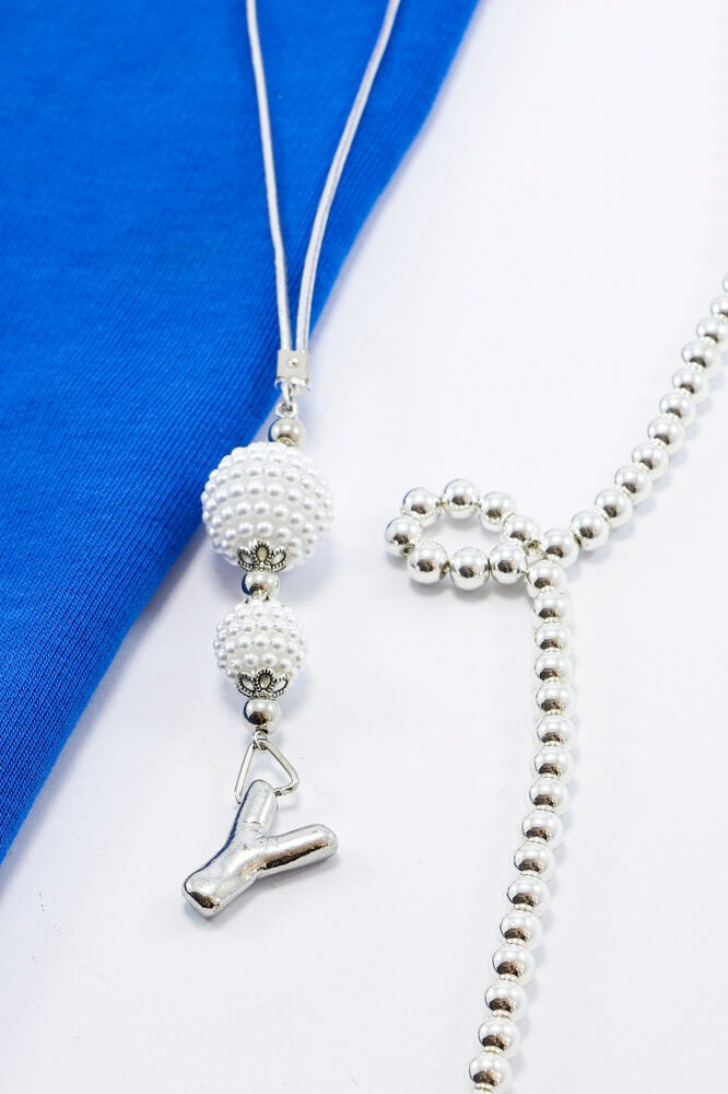 İncili Harfli Dikiz Ayna Süsü Y Harfi, Gümüş Renkli Hediyelik Yeni Araba Hediyesi