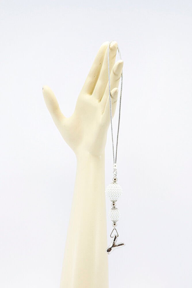 İncili Harfli Dikiz Ayna Süsü Y Harfi, Gümüş Renkli Hediyelik Yeni Araba Hediyesi