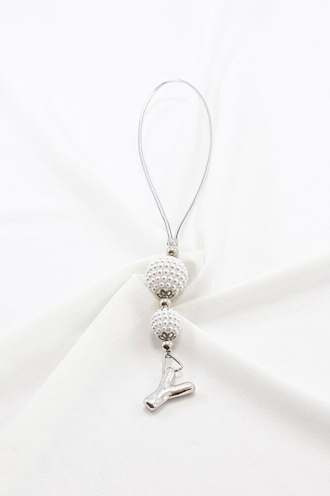 İncili Harfli Dikiz Ayna Süsü Y Harfi, Gümüş Renkli Hediyelik Yeni Araba Hediyesi