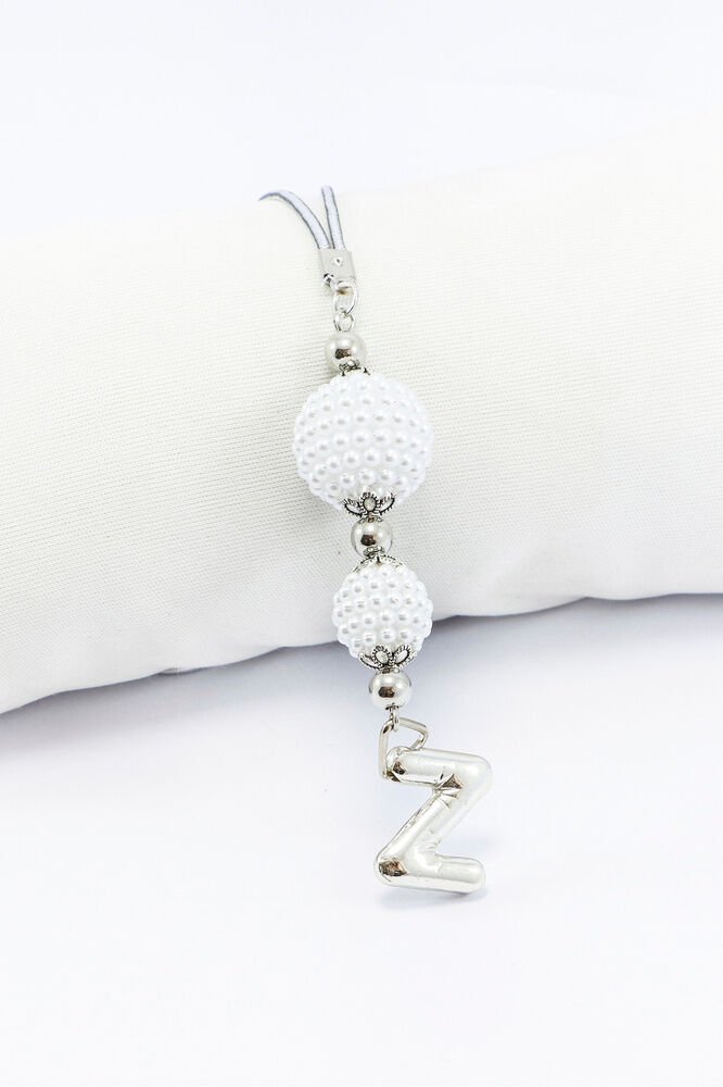 İncili Harfli Dikiz Ayna Süsü Z Harfi, Gümüş Renkli Hediyelik Yeni Araba Hediyesi