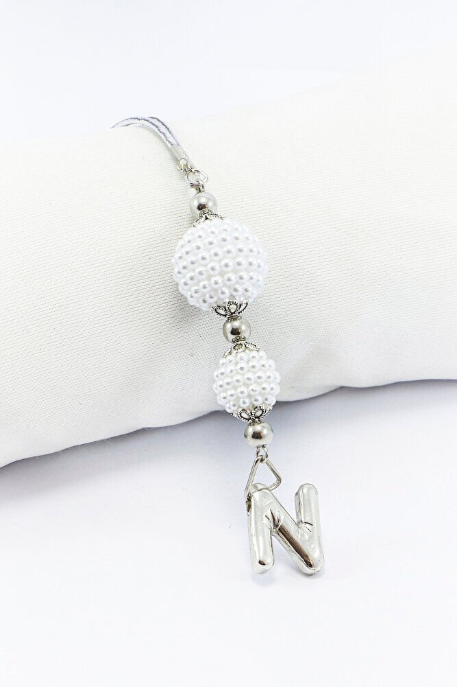 İncili Harfli Dikiz Ayna Süsü N Harfi, Gümüş Renkli Hediyelik Yeni Araba Hediyesi